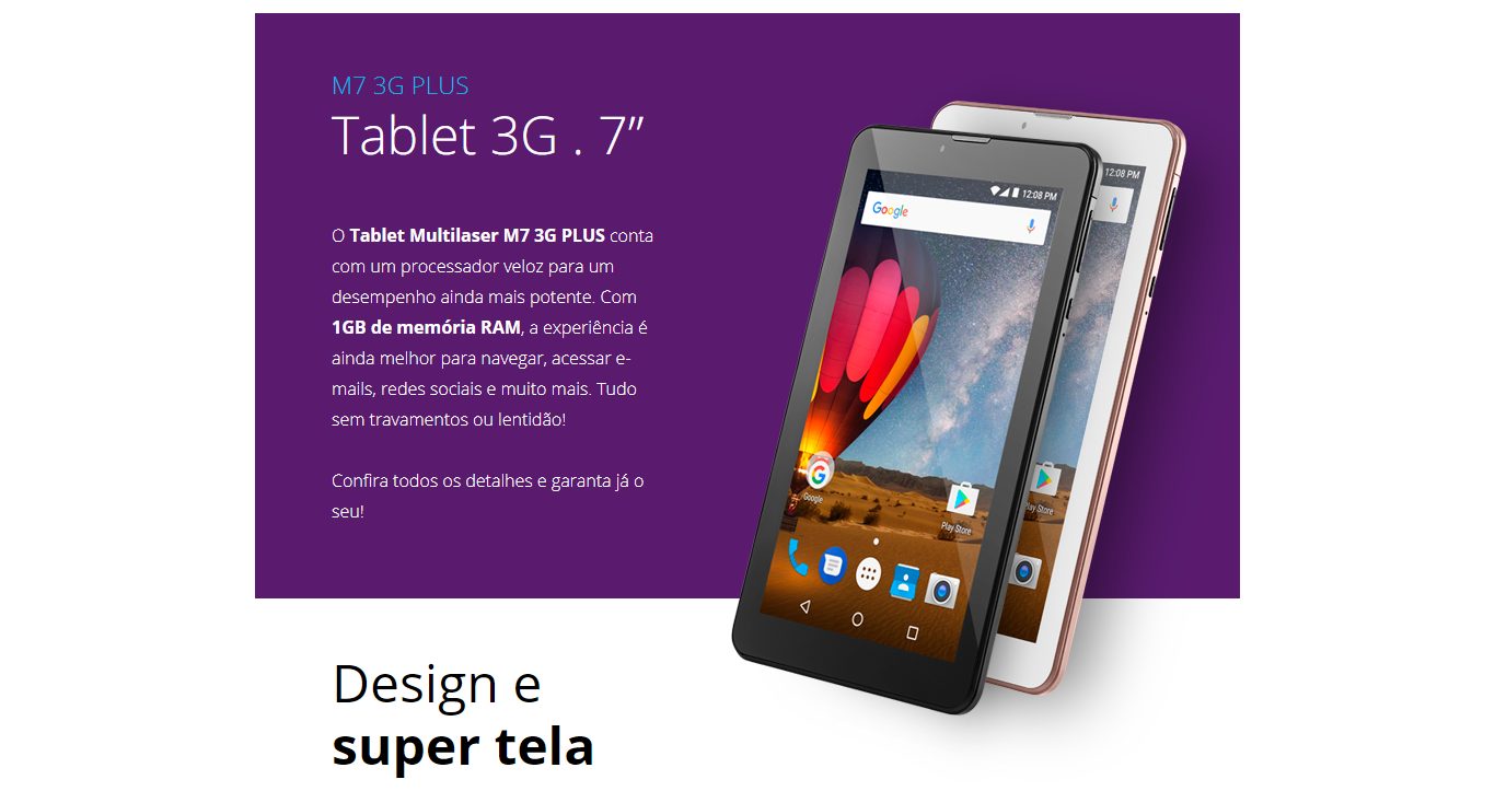  Tablet Multilaser M7 3G Plus 16GB Bluetooth Dual Chip Tela 7